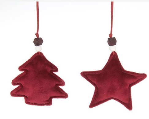 Weihnachten - Deko-Hänger, rot aus Stoff, sortiert
