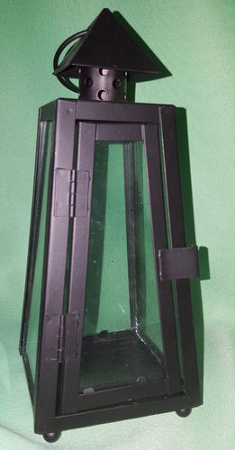 Laterne aus Metall, schwarz, stehend, ca. 19 cm hoch
