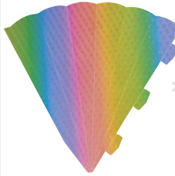 Schultüten-Rohling 6-eckig regenbogen, 3D Colorwellpappe , 69 cm
